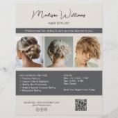 Moderne Salon Hair Stylist Services QR Flyer (Voorkant)