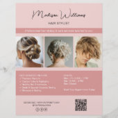 Moderne Salon Hair Stylist Services QR Pink Flyer (Voorkant)
