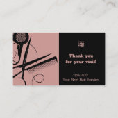 Moderne Salon Logo QR Code Roze Zwart Bedankt Kortingskaartje (Voorkant)