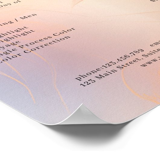 Moderne Salon prijslijst Poster (Hoek)