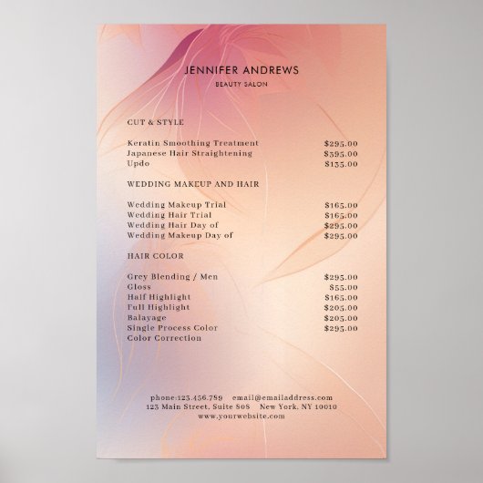 Moderne Salon prijslijst Poster (Voorkant)