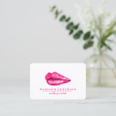 Moderne Salon Roze Lippen Make-up Artiest Visitekaartje (Staand voorkant)