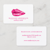Moderne Salon Roze Lippen Make-up Artiest Visitekaartje (Voorkant / Achterkant)