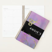 Moderne Salon Schoonheidsschaar Goud Boeking Paars Planner (Display)