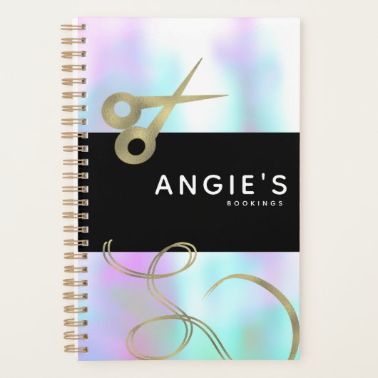 Moderne Salon Schoonheidsschaar Gouden Boekingshol Planner (Voorkant)