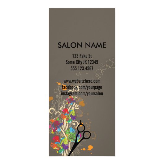 Moderne salon service menu Bloemig haar kleurrijk (Achterkant)