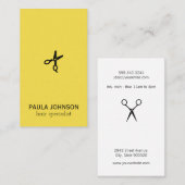 Moderne Salon Shears Haarspecialist (geel) Visitekaartje (Voorkant / Achterkant)