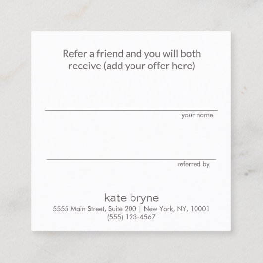 Moderne Salon Spa Klantverwijzing Aanbevelingskaartje (Achterkant)