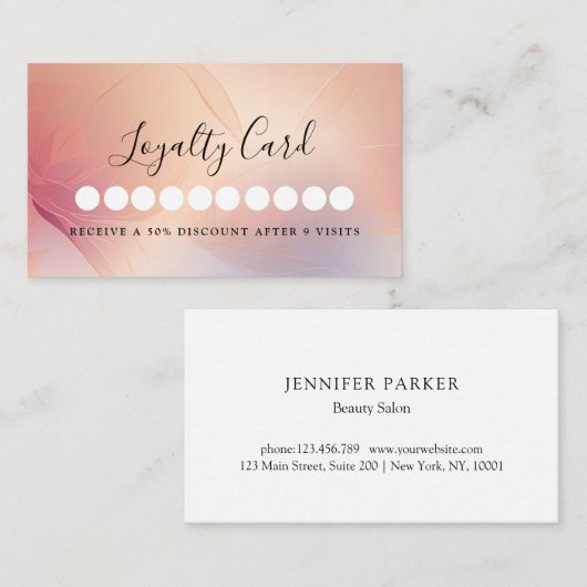 Moderne Salon & Spa Loyaliteit Kaart Visitekaartje (Voorkant / Achterkant)