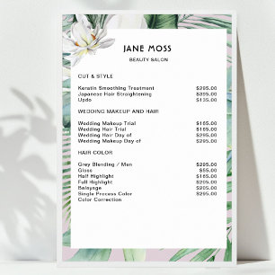 Moderne Salon Waterverf Tropische Prijslijst Poster