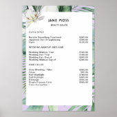 Moderne Salon Waterverf Tropische prijslijst Poster (Voorkant)