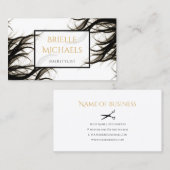 Moderne Salon Wavy Hair Zwart en Goud Haarstylist Visitekaartje (Voorkant / Achterkant)