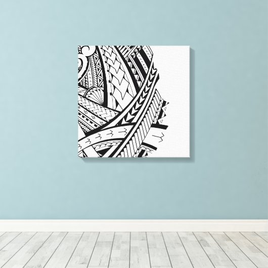 Moderne Samoaanse tattoo kunst Canvas Afdruk (Insitu (Houten vloer))
