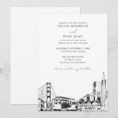 Moderne San Francisco bruiloft skyline zwart & wit Kaart (Voorkant / Achterkant)