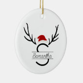 Moderne Santa Monogram Antler Kerstmis Aangepaste  Keramisch Ornament (Rechts)