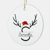 Moderne Santa Monogram Antler Kerstmis Aangepaste  Keramisch Ornament (Links)