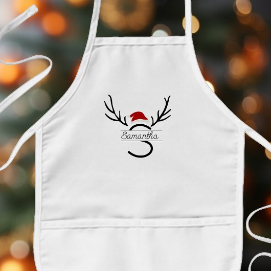 Moderne Santa Monogram Antler Kerstmis Aangepaste  Kinder Schort