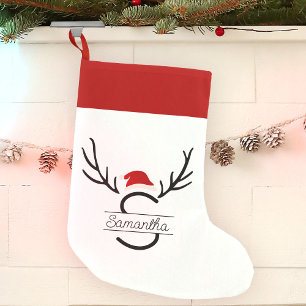 Moderne Santa Monogram Antler Kerstmis Aangepaste Kleine Kerstsok