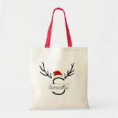 Moderne Santa Monogram Antler Kerstmis Aangepaste  Tote Bag (Voorkant)