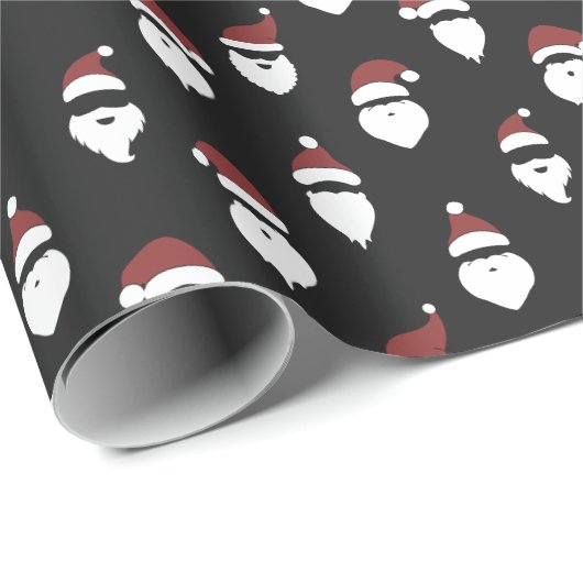 Moderne Santa Silhouette Black Christmas Cadeaupapier (Rol Hoek)