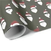 Moderne Santa Silhouette Donkere Pine Groene Kerst Cadeaupapier (Rol Hoek)