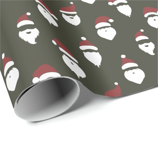 Moderne Santa Silhouette Donkere Pine Groene Kerst Cadeaupapier (Rol Hoek)