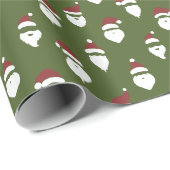 Moderne Santa Silhouette Groene Kerstmis Cadeaupapier (Rol Hoek)