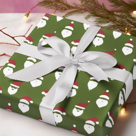 Moderne Santa Silhouette Groene Kerstmis Cadeaupapier