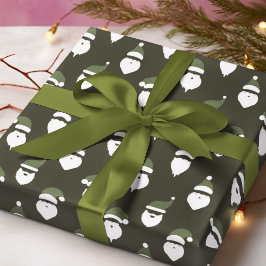 Moderne Santa Silhouette Groene Kerstmis Cadeaupapier