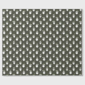 Moderne Santa Silhouette Groene Kerstmis Cadeaupapier (Vlak)