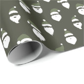 Moderne Santa Silhouette Groene Kerstmis Cadeaupapier (Rol Hoek)