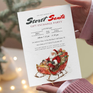 Moderne Santa Sleigh Secret Kerstfeest Kaart
