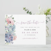 Moderne, sappige waterverf Floral bruiloft Save The Date (Staand voorkant)
