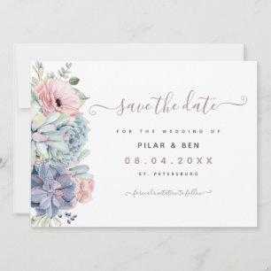 Moderne, sappige waterverf Floral bruiloft Save The Date