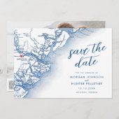 Moderne Savannah Georgia Kaart Trouwen (Voorkant / Achterkant)