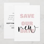 Moderne save onze nieuwe datum typografie bruiloft aankondiging (Voorkant / Achterkant)
