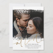 Moderne Save Our Date Foto Goud & Wit Kaart (Voorkant)