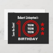 Moderne Save the Date 10th Verjaardagsfeest V01D Aankondigingskaart (Voorkant / Achterkant)