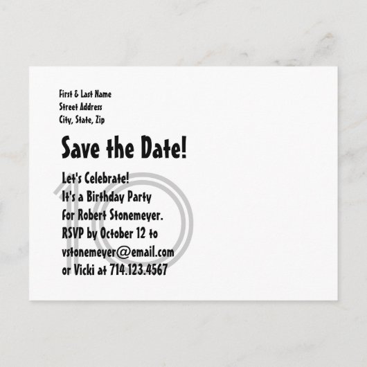 Moderne Save the Date 10th Verjaardagsfeest V01D Aankondigingskaart (Achterkant)
