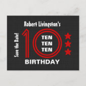 Moderne Save the Date 10th Verjaardagsfeest V01D Aankondigingskaart (Voorkant)