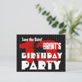 Moderne Save the Date 13e verjaardagsfeest V02A Aankondigingskaart (Staand voorkant)