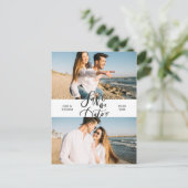Moderne Save the Date 2 Foto Collage Script Briefkaart (Staand voorkant)