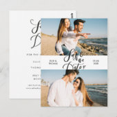 Moderne Save the Date 2 Foto Collage Script Briefkaart (Voorkant / Achterkant)