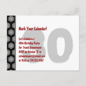 Moderne Save the Date 30th Verjaardagsfeest R205 Aankondigingskaart (Achterkant)