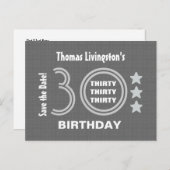 Moderne Save the Date 30th Verjaardagsfeest V30F Aankondigingskaart (Voorkant / Achterkant)