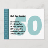 Moderne Save the Date 50e Verjaardag Blauwgroen en Aankondigingskaart (Achterkant)