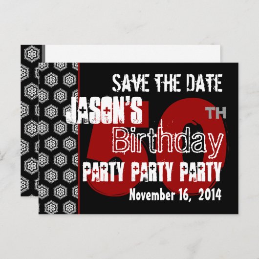 Moderne Save the Date 50th Verjaardagsfeest R203 Aankondigingskaart (Voorkant / Achterkant)