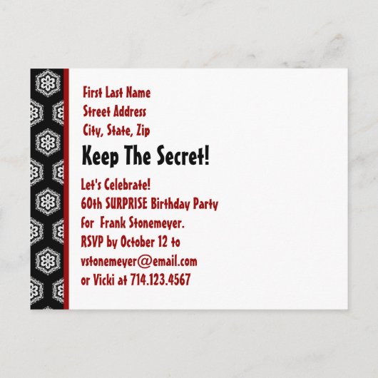 Moderne Save the Date 60e VERRASSING Verjaardag R2 Aankondigingskaart (Achterkant)