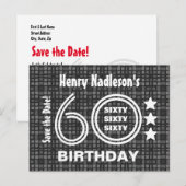 Moderne Save the Date 60th Verjaardagsfeest A03A Aankondigingskaart (Voorkant / Achterkant)
