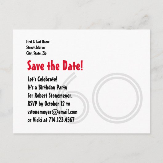 Moderne Save the Date 60th Verjaardagsfeest A03A Aankondigingskaart (Achterkant)